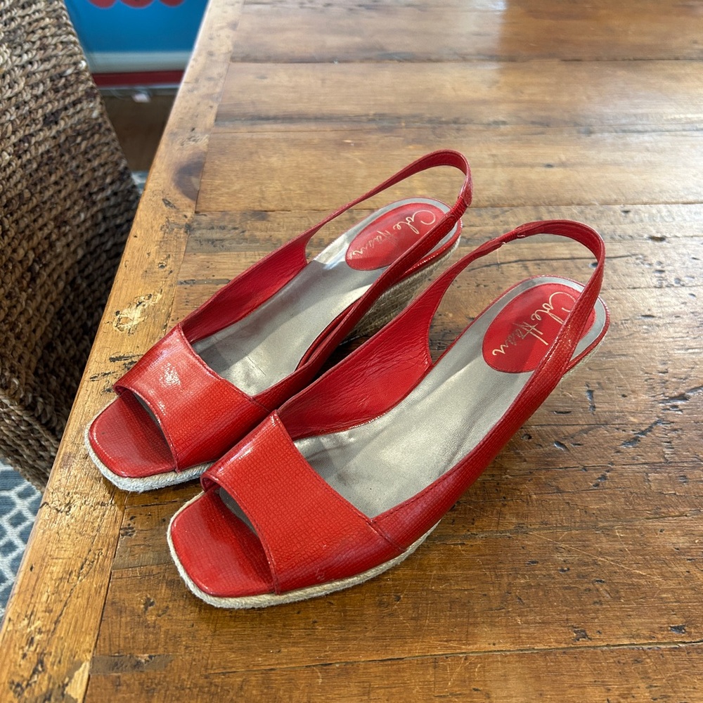 Cole Haan Women’s Red Espadrille Wedge Sandals